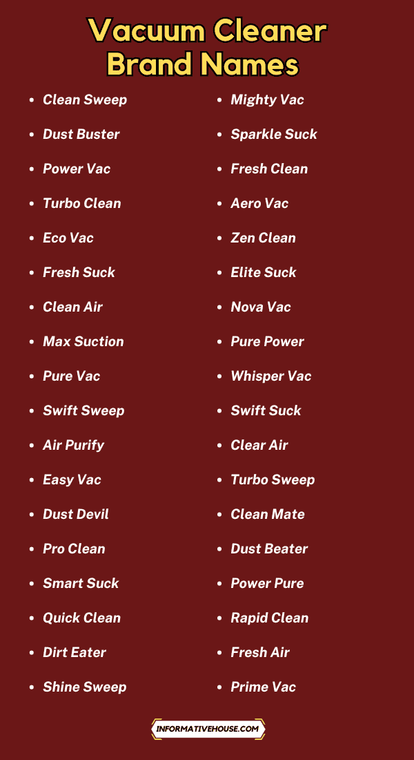 Vacuum Cleaner Brand Names