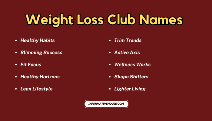 Weight Loss Club Names