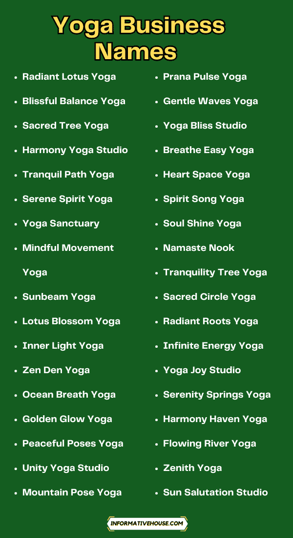 Yoga Business Names
