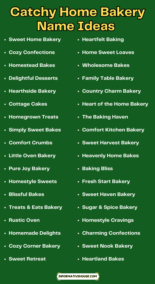 Home Bakery Name Ideas