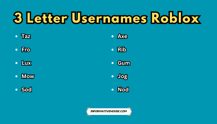 3 Letter Usernames Roblox