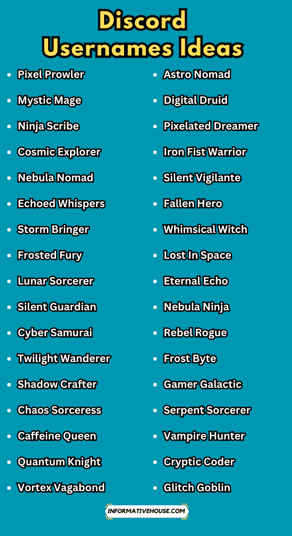 Discord Usernames Ideas