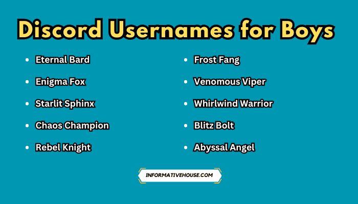 Discord Usernames for Boys