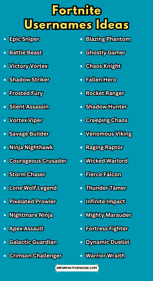 Fortnite Usernames Ideas
