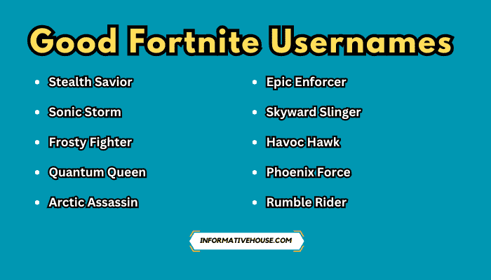 Good Fortnite Usernames