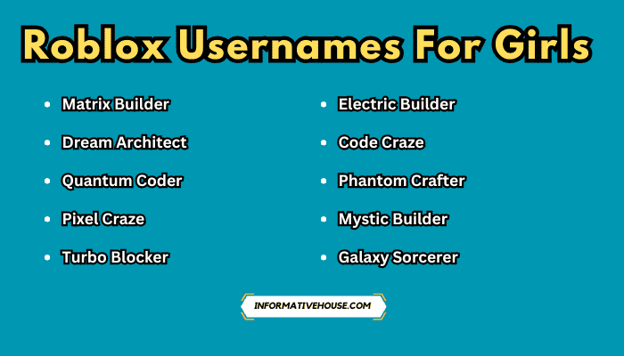 Roblox Usernames For Girls