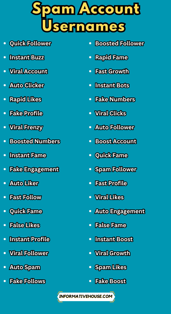 Spam Account Usernames