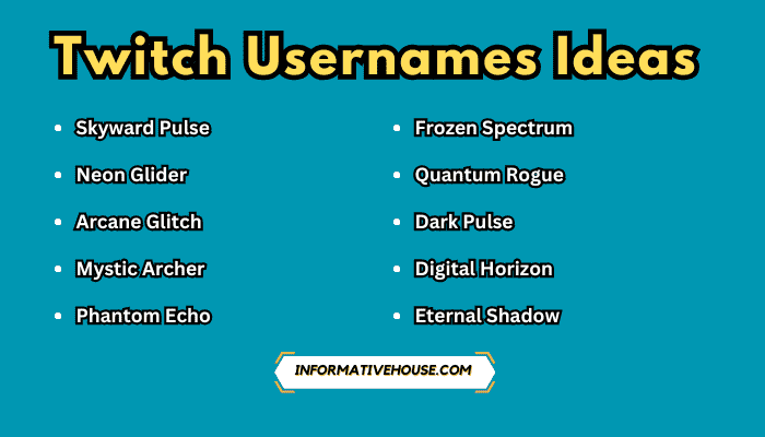 Twitch Usernames Ideas
