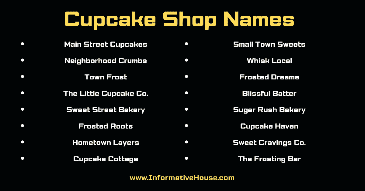 Cupcake Shop Names