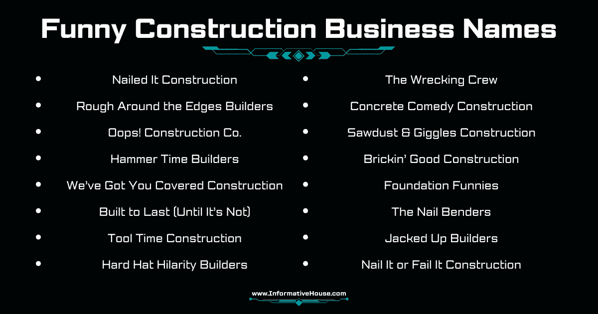 Funny Construction Business Names