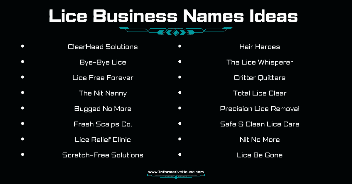 Lice Business Names Ideas