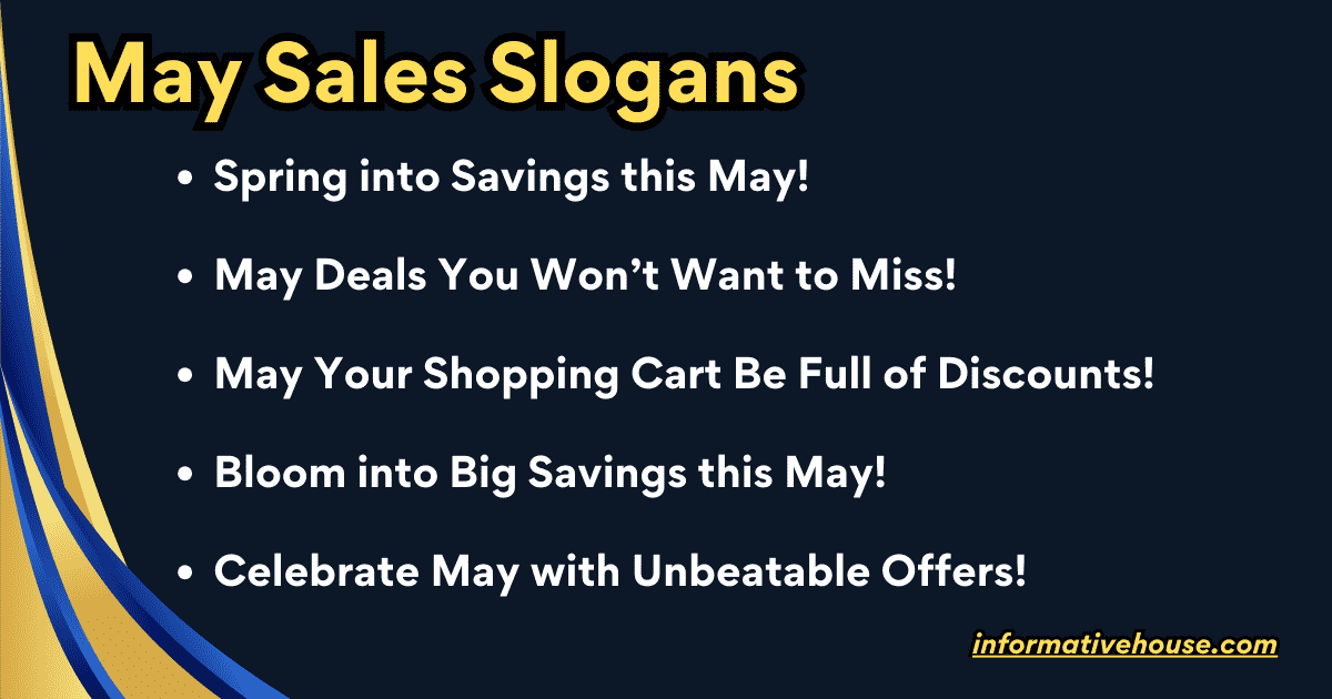 May Sales Slogans