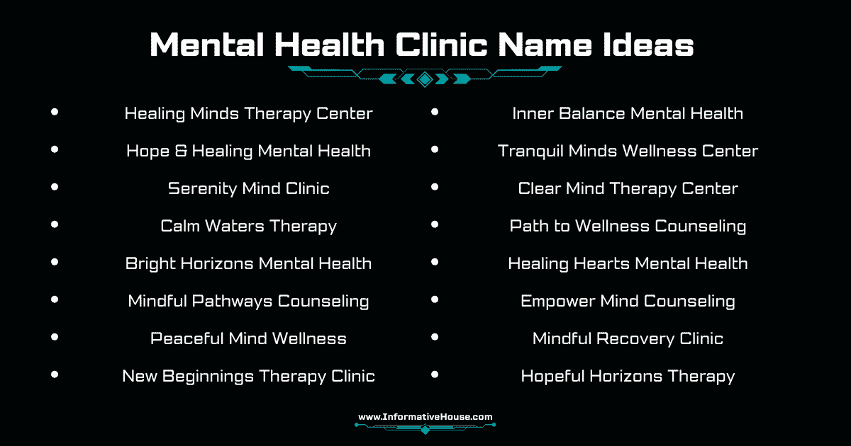 Mental Health Clinic Name Ideas