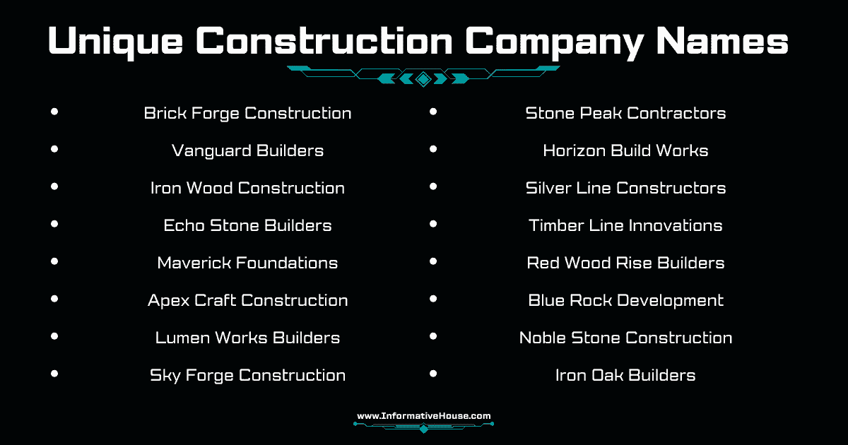 Unique Construction Company Names