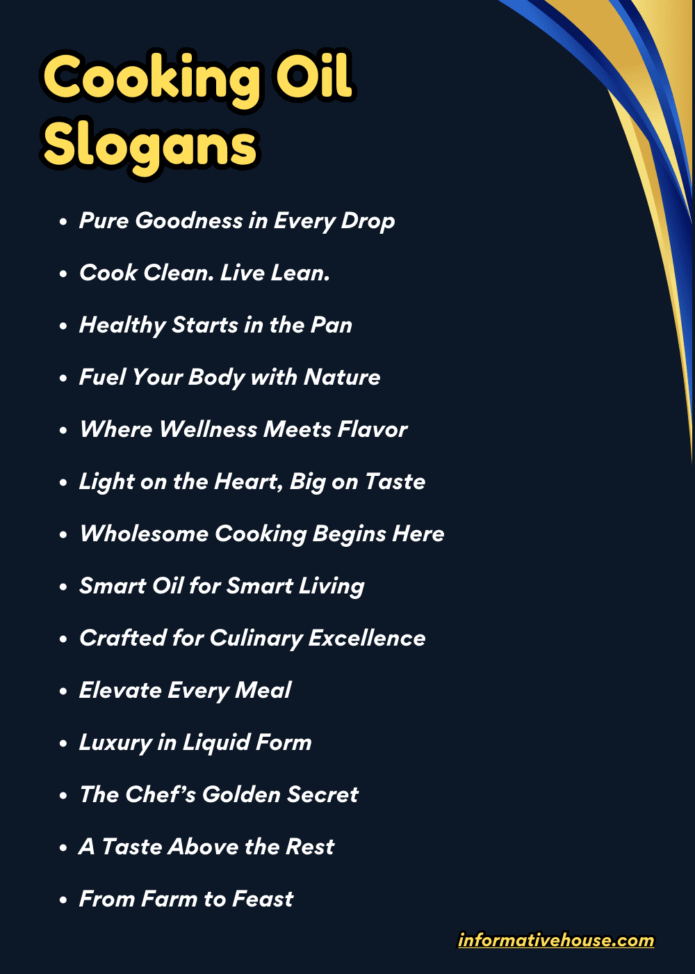 Cooking Oil Slogans