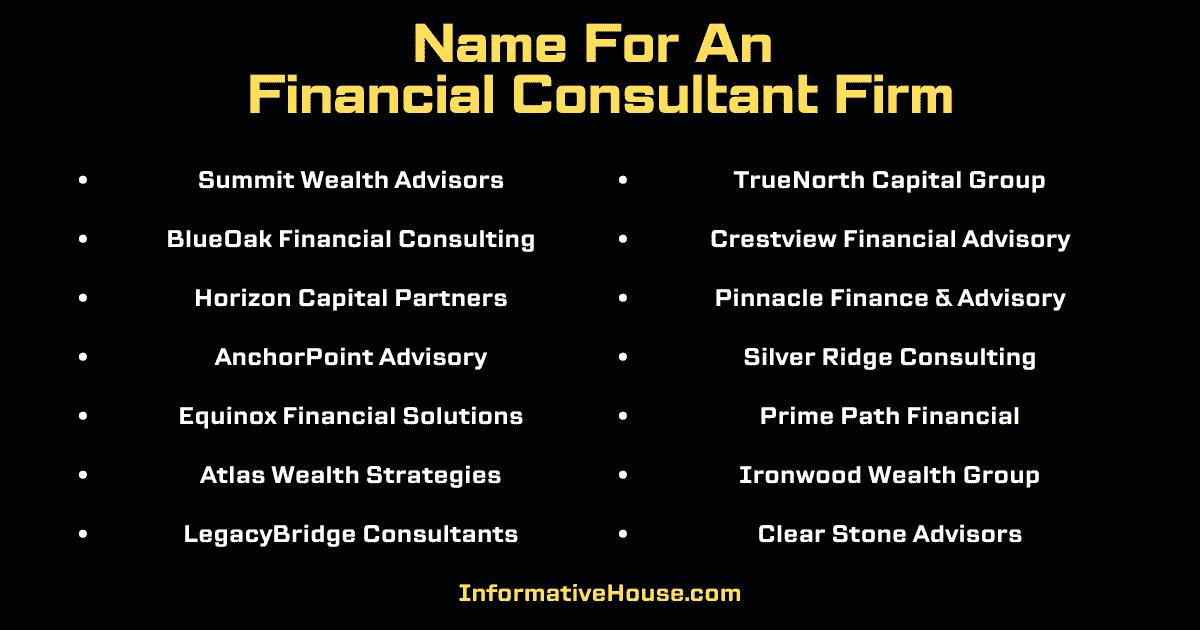 Name For An Financial Consultant Firm