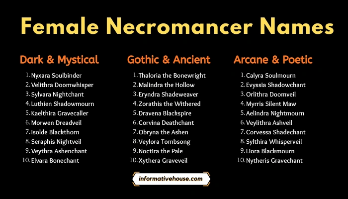Female Necromancer Names