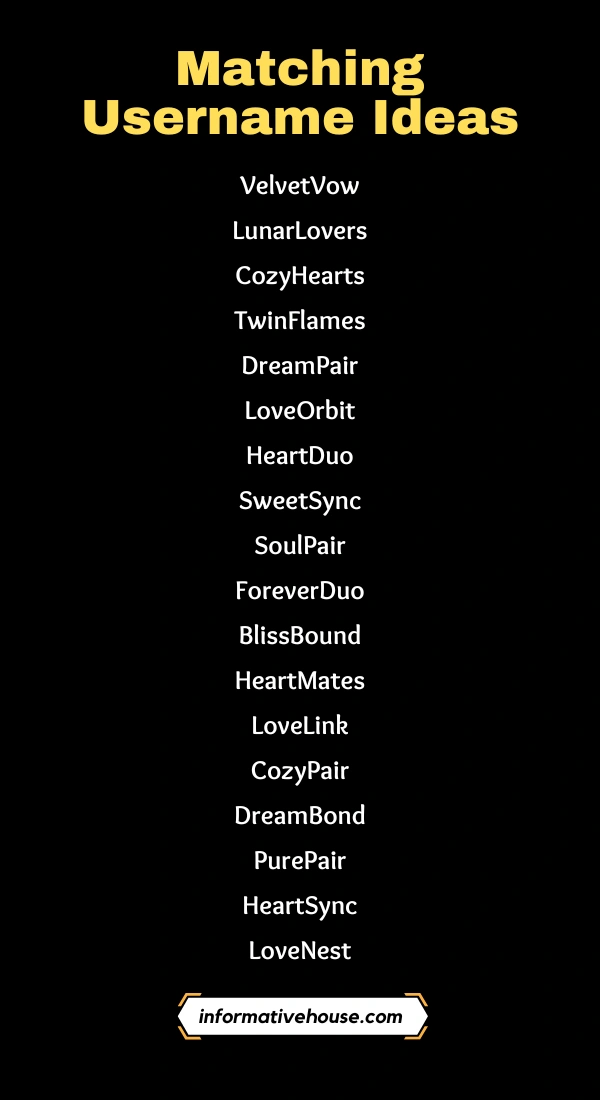 Matching Username Ideas