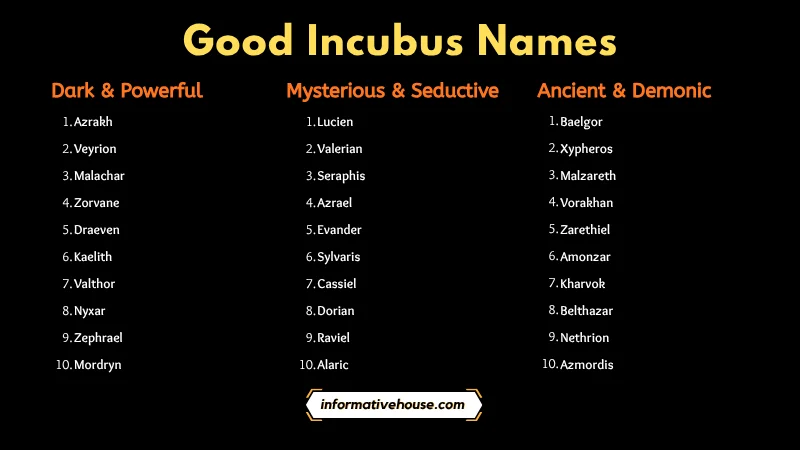Good Incubus Names